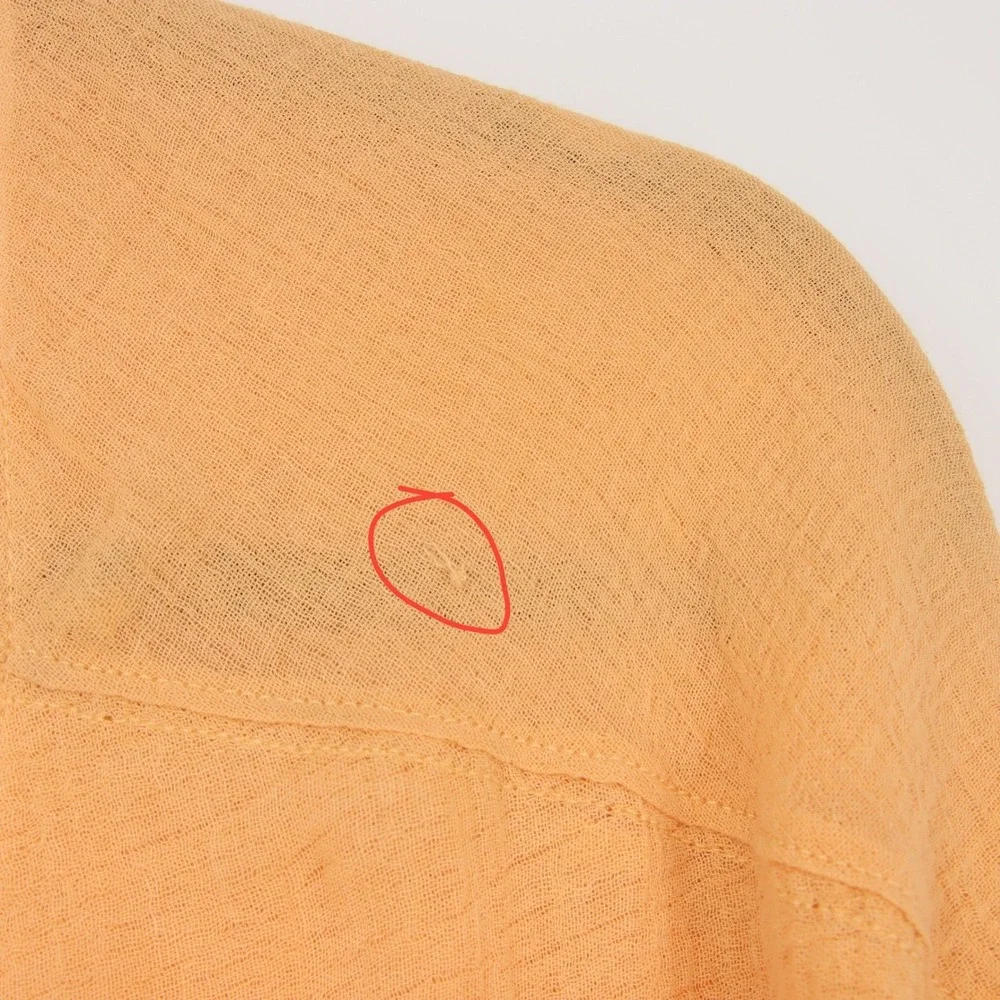 Free People Double Knot Top Size S Orange Linen Blend Surplice Drapey Oversized